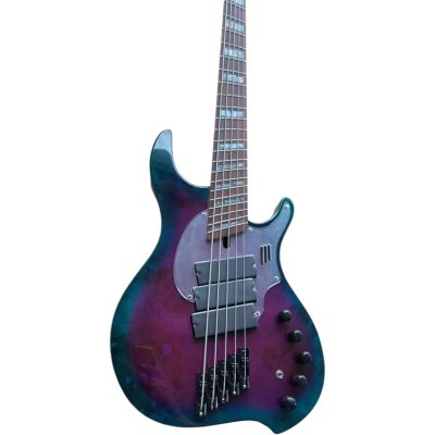 Custom Ironroot Combustion Aurora Multi Scale Fanned Frets 5 String Bass 3 Pickups