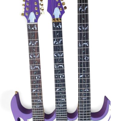 Custom Axis Steve Triple Neck Purple Jem 12 and 6 and 4 String Bass Guitar - Image 6