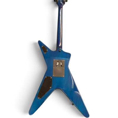 Custom Tempest Trans Blue Flamed Maple Top Lightning Bolt Flying V Floyd Rose Tremolo Dimebag Electric Guitar - Image 5