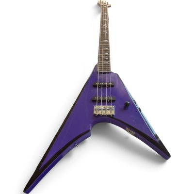 Custom Race Flying V David Gloss Purple Black Bevels 4 String Bass
