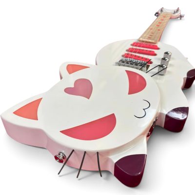 Custom Obsidian Ohmura Cat White base Pink Purple Graphics Electric Guitar