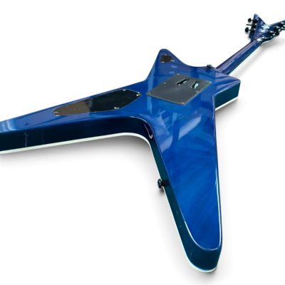 Custom Tempest Trans Blue Flamed Maple Top Lightning Bolt Flying V Floyd Rose Tremolo Dimebag Electric Guitar - Image 3