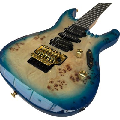 Custom Axis Saber Cerulean Blue Burst Floyd Rose Tremolo Electric Guitar - Image 2