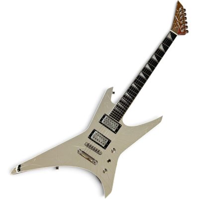 Custom Race Paul Stanley Crystal Cracked Shattered Mirror Warrior X Shaped Electric Guitar Natural Finish Back - Image 3