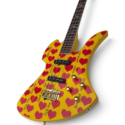 Custom Rivas MG145S Mockingbird Yellow Hearts Electric Guitar - Image 4