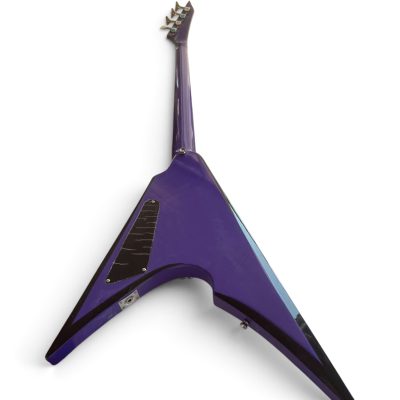 Custom Race Flying V David Gloss Purple Black Bevels 4 String Bass - Image 3