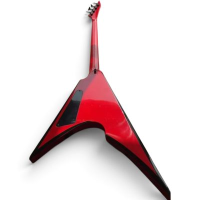 Custom Race Flying V David Gloss Red Black Bevels 4 String Bass - Image 3