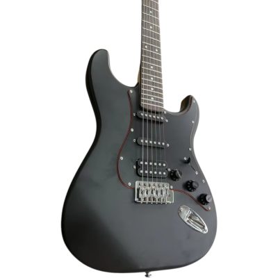 Custom Regent Satin Black Skiba Thin Red Pinstripe Accent Ring Pickguard Guitar - Image 3