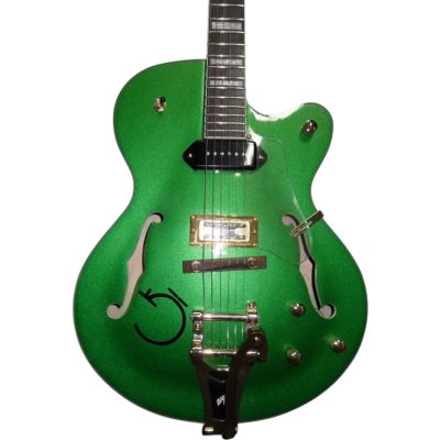 Custom Sovereign Green Sparkle G6120 Fhole Hollow Body Guitar Bigsby Tremolo