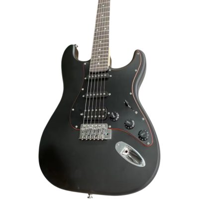 Custom Regent Satin Black Skiba Thin Red Pinstripe Accent Ring Pickguard Guitar