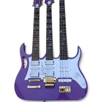 Custom Axis Steve Triple Neck Purple Jem 12 and 6 and 4 String Bass Guitar