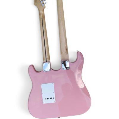 Custom Regent Yngwie Malmsteen Mahogany Wood Body Pink Finish Double Neck 4 String Bass 6 String Guitar - Image 4
