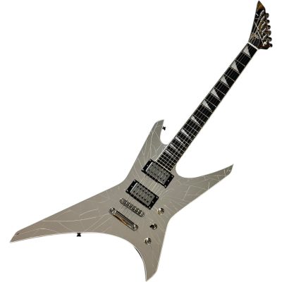 Custom Race Paul Stanley Crystal Cracked Shattered Mirror Warrior X Shaped Electric Guitar Back Black Finish - Image 6