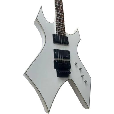 Custom Norturne Warlock Metal Pearl White Electric Guitar Floyd Rose Tremolo - Image 2