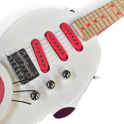 Custom Obsidian Ohmura Cat White base Pink Purple Graphics Electric Guitar - Image 5