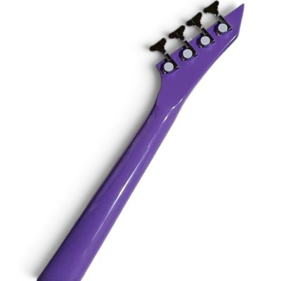 Custom Race Flying V David Gloss Purple Black Bevels 4 String Bass - Image 8