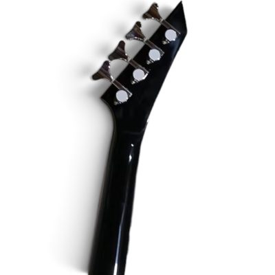Custom Race Flying V David Gloss Black Red Bevels 4 String Bass - Image 4