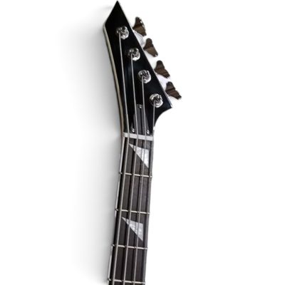 Custom Race Flying V David Gloss Black Red Bevels 4 String Bass - Image 3