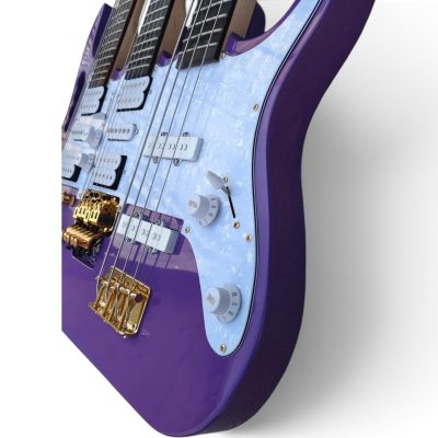 Custom Axis Steve Triple Neck Purple Jem 12 and 6 and 4 String Bass Guitar - Image 3