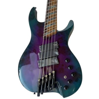 Custom Dynasty Aurora Headless Multi Scale Fanned Frets 5 String Bass 3 Pickups