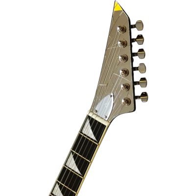 Custom Race Paul Stanley Crystal Cracked Shattered Mirror Warrior X Shaped Electric Guitar Back Black Finish - Image 4