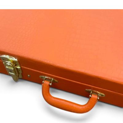 Custom Orange Tweed With Dark Brown Trim Guitar Hard Case - Image 2
