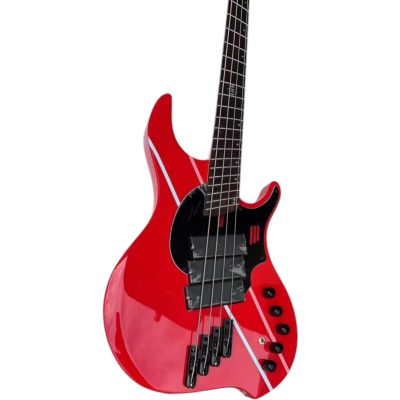 Custom Ironroot Combustion Red Multi Scale Fanned Frets 4 String Bass 3 Pickups