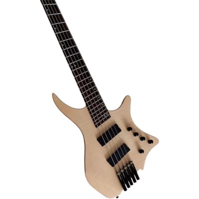 Custom Diplomat Multi Scale Fanned Frets Headless Natural 6 String Guitar