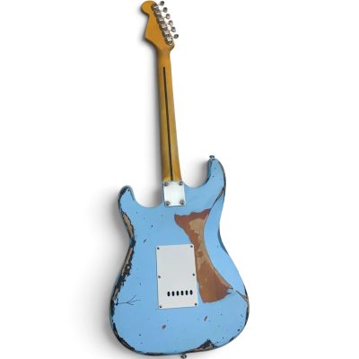 Custom Regent Heavy Relic Aged Vintage Daphne Blue Electric Guitar - Image 2