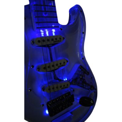 Custom Regent Plexiglass Acrylic Lucite Body Neck Integrated Blue LED Illumination Guitar - Image 6