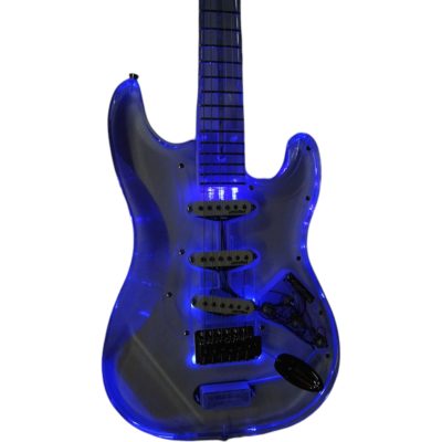 Custom Regent Plexiglass Acrylic Lucite Body Neck Integrated Blue LED Illumination Guitar
