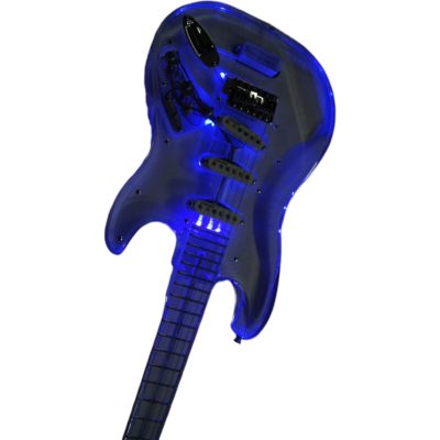 Custom Regent Plexiglass Acrylic Lucite Body Neck Integrated Blue LED Illumination Guitar - Image 3