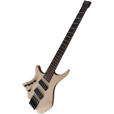 Custom Diplomat Multi Scale Fanned Frets Headless Natural 6 String Guitar - Image 3