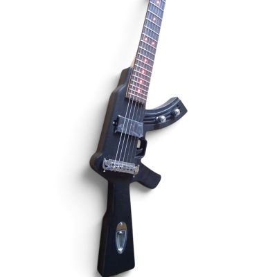 Custom Novelty Sculpted Body Design Electric Guitar Matte Black LED Fretboard Inlay - Image 2
