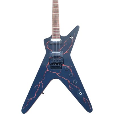Custom Tempest Black Blood Red Lightning Bolts Flying V Floyd Rose Tremolo Dimebag Guitar