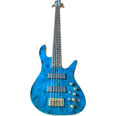 Custom Axis Soundgear Trans Blue Birdseye 5 String Bass