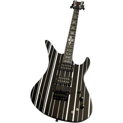 Custom Titan Synyster Gates Black White Pinstripe Floyd Rose Tremolo Electric Guitar - Image 3