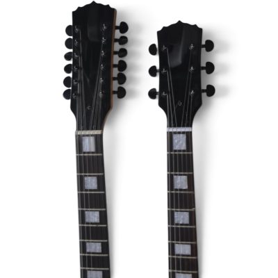 Custom Titan Barbarian Double Neck Natural Black Vertigo Bullseye Wylde 12 6 String Electric Guitar - Image 7