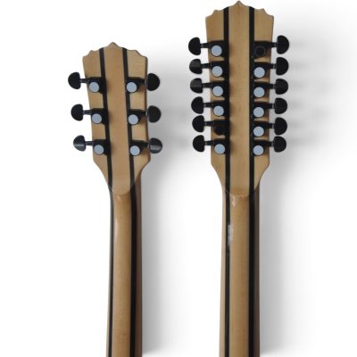Custom Titan Barbarian Double Neck Natural Black Vertigo Bullseye Wylde 12 6 String Electric Guitar - Image 6