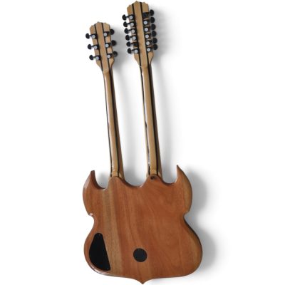 Custom Titan Barbarian Double Neck Natural Black Vertigo Bullseye Wylde 12 6 String Electric Guitar - Image 5