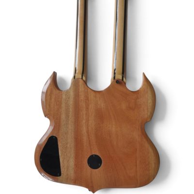 Custom Titan Barbarian Double Neck Natural Black Vertigo Bullseye Wylde 12 6 String Electric Guitar - Image 3