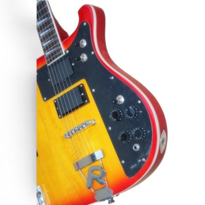 Custom Nova 4080 Geddy Double Neck Fireglo Sunburst Black 4 String Bass 6 String Guitar - Image 4