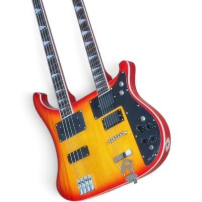 Custom Nova 4080 Geddy Double Neck Fireglo Sunburst Black 4 String Bass 6 String Guitar