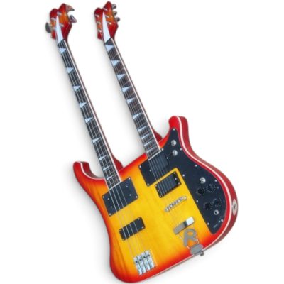 Custom Nova 4080 Geddy Double Neck Fireglo Sunburst Black 4 String Bass 6 String Guitar - Image 2