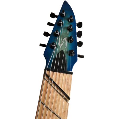 Custom Ironroot HB QEB Trans Blue Birdseye Multi Scale Fanned Frets 8 String Bass - Image 8
