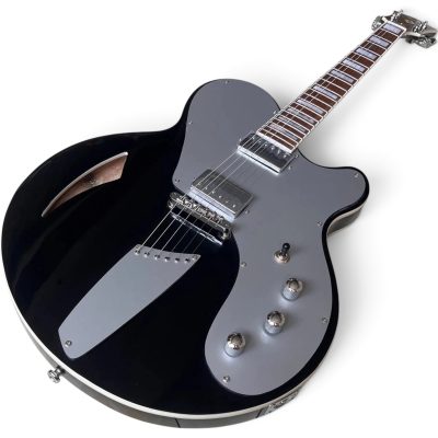 Custom Monarch Motor Semi Hollow Black Lacquer Top Bel Air Finish Electric Guitar Aluminum Pickguard - Image 2