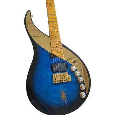 Custom Topaz Blue Quilted Maple Top 29 Frets Scalloped Fretboard Guitar