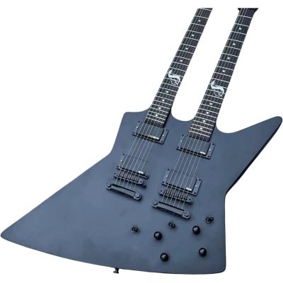 Custom Obsidian James Hetfield MX250 Matte Black Double Neck Guitar 6 String 6 String - Image 8