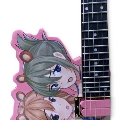 Custom Obsidian Beautiful Girls Twin Anime Graphic Burst Hot Pink 6 String Electric Guitar Floyd Rose Tremolo - Image 5