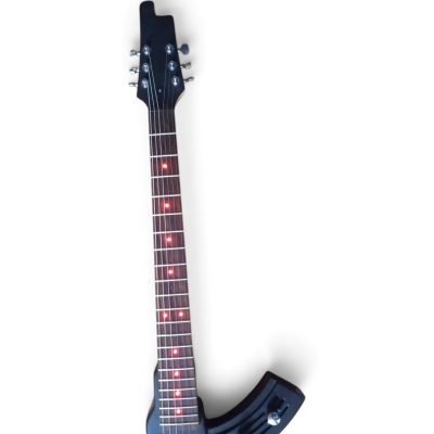 Custom Novelty Sculpted Body Design Electric Guitar Matte Black LED Fretboard Inlay - Image 3